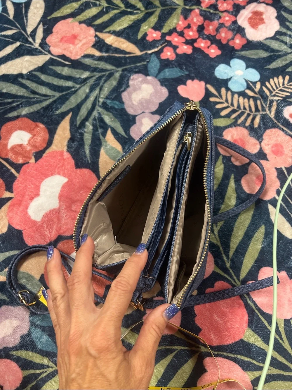 Nwot Jen & Co Casual Denim Crossbody Bag - Blue